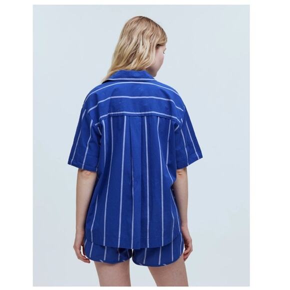 Madewell Oversized Boxy Button-Up Poplin Shirt in Pure Blue, Size XS - Picture 2 of 14